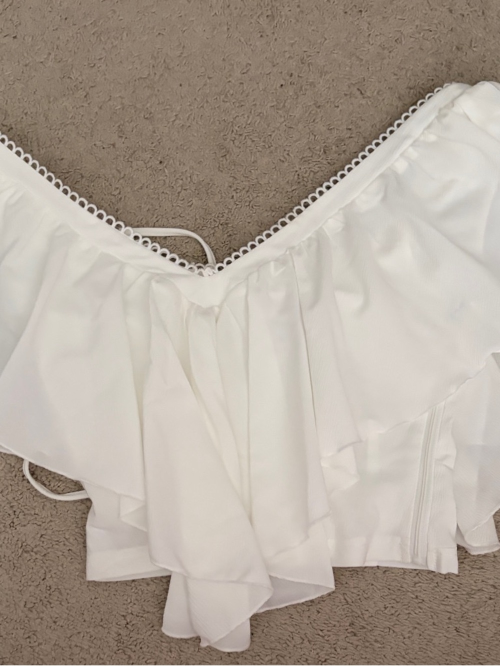 White Ruffle Off-Shoulder Crop Top - Women
